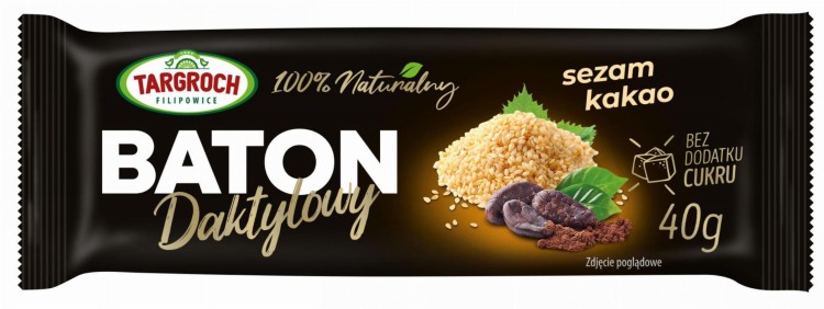 Zdrowy Baton Daktylowy z Sezamem i Kakao Energia z Natury 40g TARGROCH