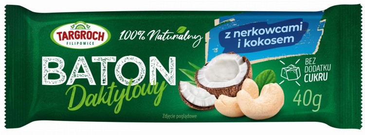 Zdrowy Baton Daktylowy z Nerkowcami i Kokosem Energia z Natury 40g TARGROCH