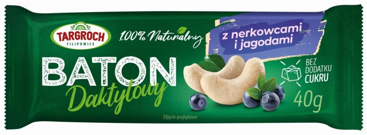 Zdrowy Baton Daktylowy z Nerkowcami i Jagodą Energia z Natury 40g TARGROCH