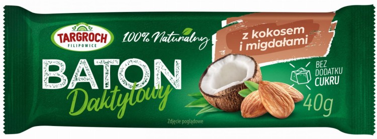 Zdrowy Baton Daktylowy z Kokosem i Migdałami Energia z Natury 40g TARGROCH
