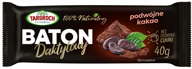 Zdrowy Baton Daktylowy Podwójne Kakao Energia z Natury 40g TARGROCH