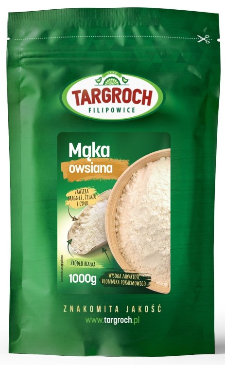 Zdrowa Naturalna Mąka Owsiana z Owsa Do Wypieków Błonnik 1kg 1000g TARGROCH