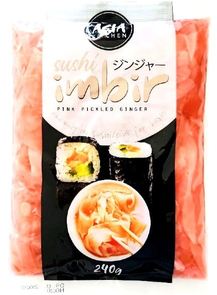 Imbir Marynowany Do Sushi Różowy Oczyszcza Kubki Smakowe 240g ASIA KITCHEN
