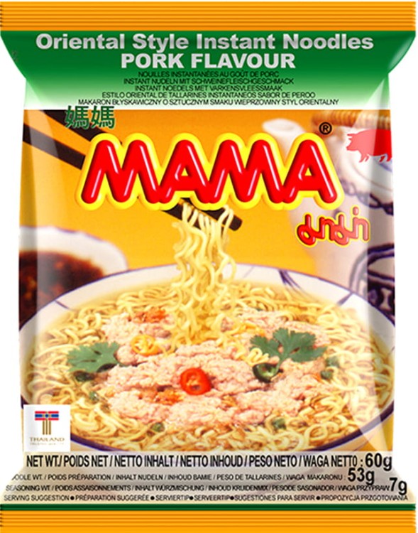 Tajska Zupka Błyskawiczna Makaron Instant o Smaku Wieprzowiny PORK 60g MAMA