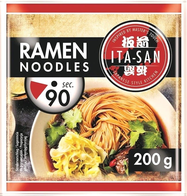 Koreański Świeży Ugotowany Makaron Pszenny Do Zupy RAMEN 200g ITA-SAN