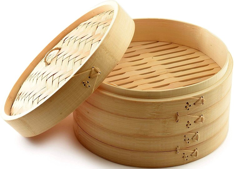 Parownik Parowar Bambusowy Okrągły Koszyk Kosz Do Parowania 2 Poziomy 15cm HS