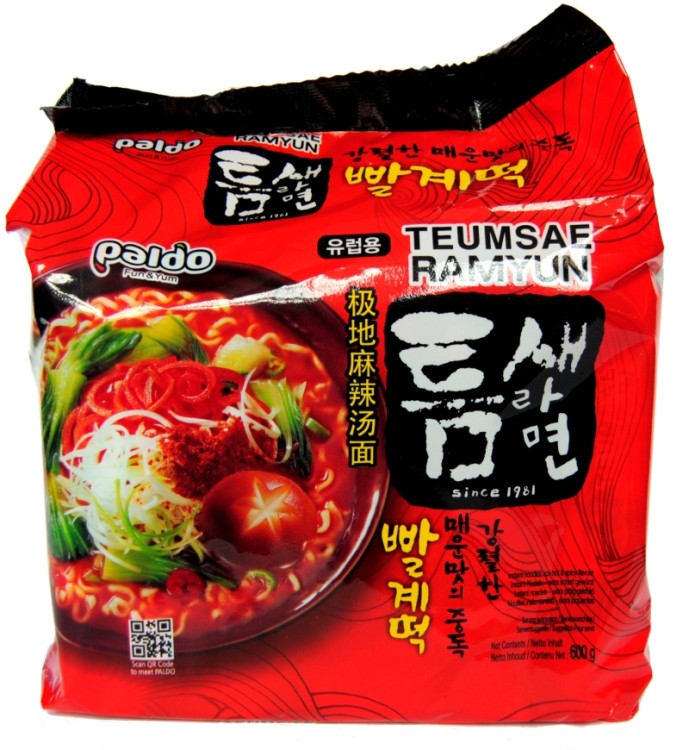 WIELOPAK Koreańska Zupka Błyskawiczna Makaron Instant Ramen Ostry Teumsae Hot 5x120g PALDO