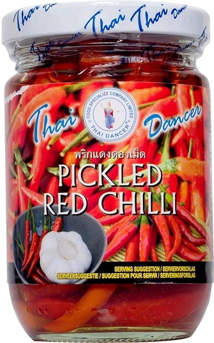 Tajskie Ostre Marynowane Papryczki Chilli Czerwone w Zalewie 200g THAI DANCER