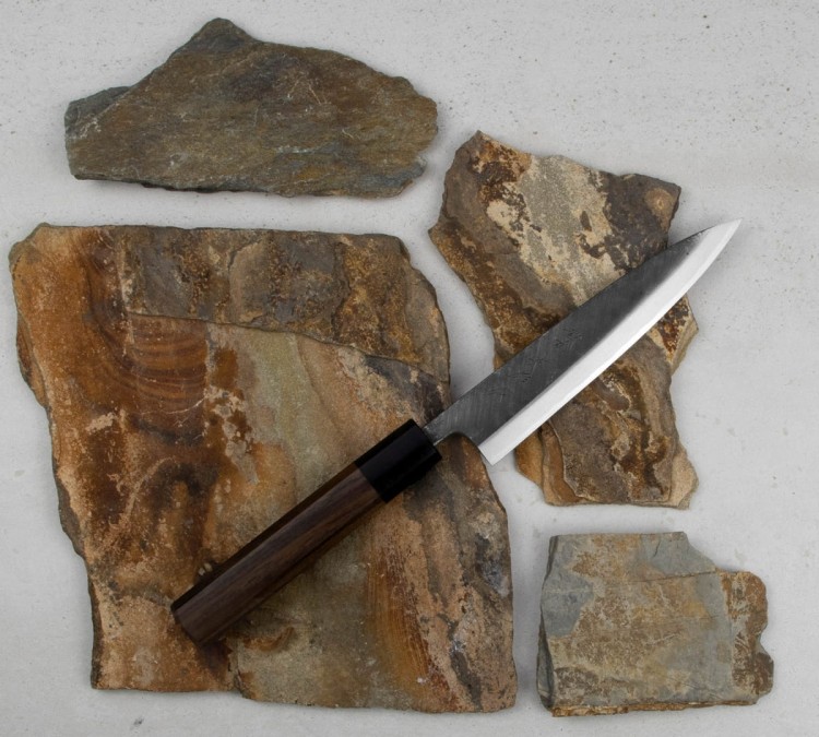 Hideo Kitaoka Shirogami Black Oktagon Nóż Kaisaki 15cm