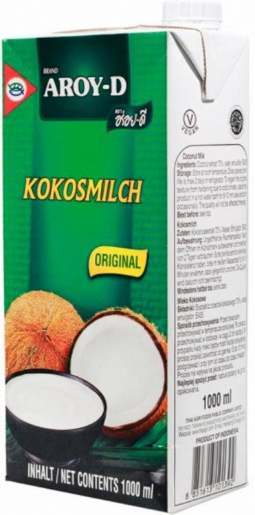 Mleko Mleczko Kokosowe z Kokosa w Kartonie Indonezja 1000ml 1L AROY-D