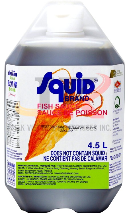Tajski Sos Rybny z Anchois Ryby Duży Gastronomiczny Kanister 4500ml 4,5 Litra SQUID BRAND
