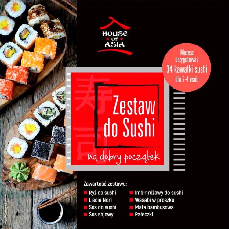 Zestaw Do Przygotowania Sushi Starter 34 Rolki Na Prezent HOUSE OF ASIA