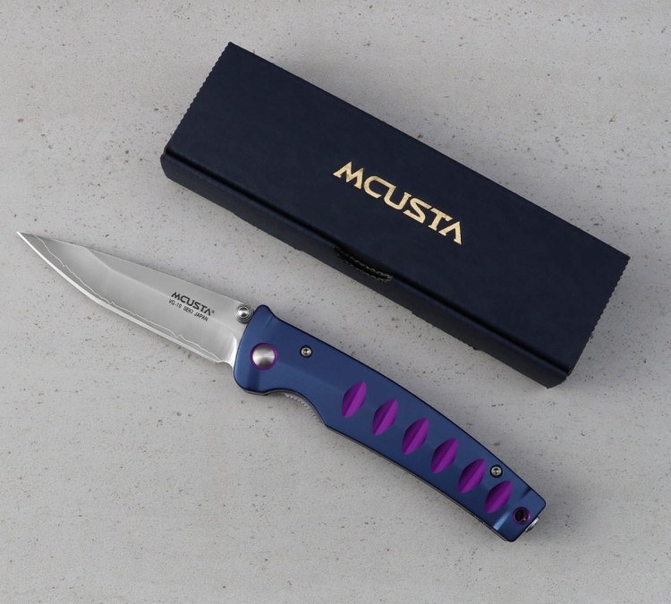 Mcusta Zanmai Katana VG-10 Blue/Purple Japoński Ostry Nóż Składany 8,5cm