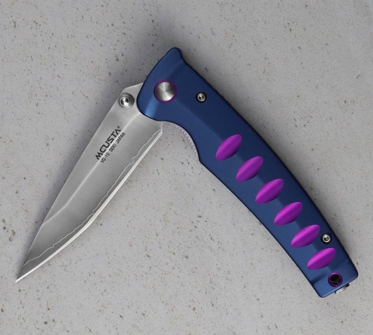Mcusta Zanmai Katana VG-10 Blue/Purple Japoński Ostry Nóż Składany 8,5cm