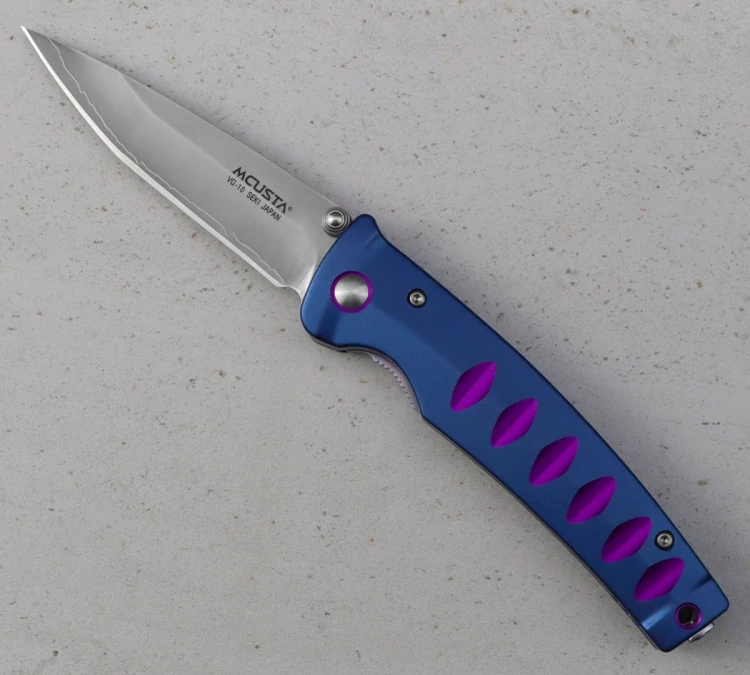 Mcusta Zanmai Katana VG-10 Blue/Purple Japoński Ostry Nóż Składany 8,5cm