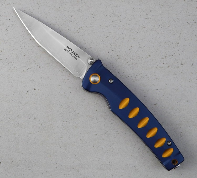 Mcusta Zanmai Katana VG-10 Blue/Orange Japoński Ostry Nóż Składany 8,5cm