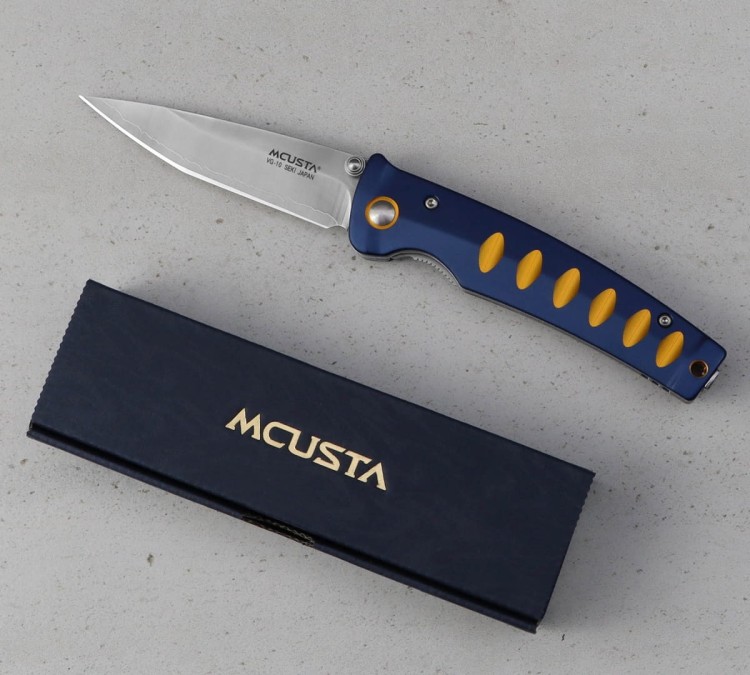 Mcusta Zanmai Katana VG-10 Blue/Orange Japoński Ostry Nóż Składany 8,5cm