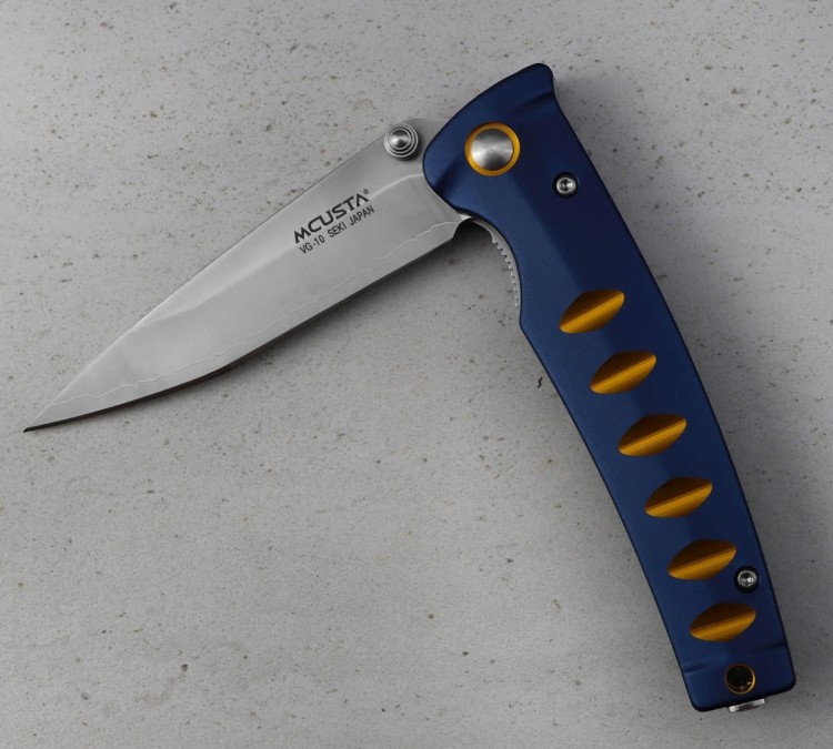 Mcusta Zanmai Katana VG-10 Blue/Orange Japoński Ostry Nóż Składany 8,5cm