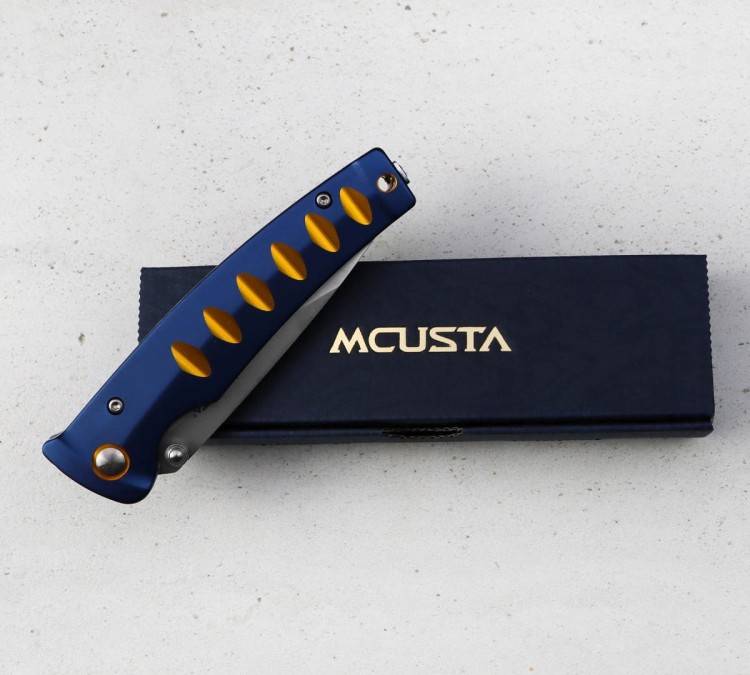 Mcusta Zanmai Katana VG-10 Blue/Orange Japoński Ostry Nóż Składany 8,5cm