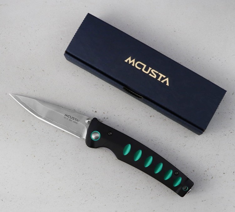 Mcusta Zanmai Katana VG-10 Black/Green Japoński Ostry Nóż Składany 8,5cm