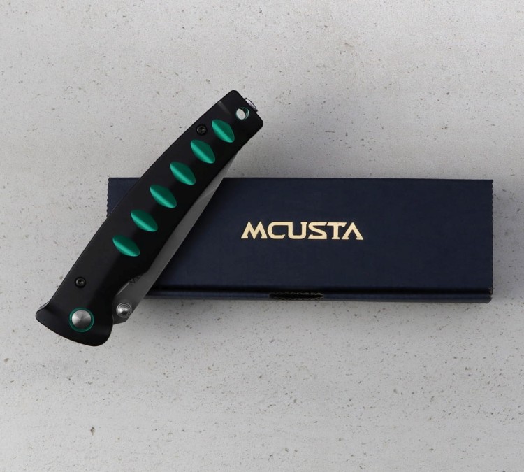 Mcusta Zanmai Katana VG-10 Black/Green Japoński Ostry Nóż Składany 8,5cm