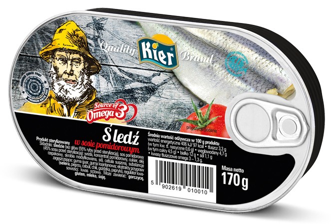 Śledź w Sosie Pomidorowym w Puszce Omega3 Herring in Tomato Sauce 170g KIER