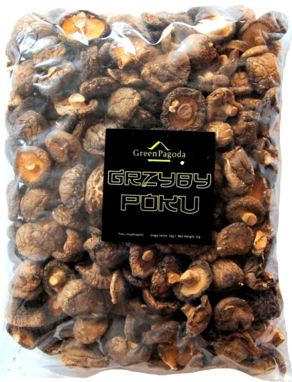 Suszone Grzyby Shitake Po Ku Twardnik Japoński Do Ramenu 1000g 1kg GREEN PAGODA