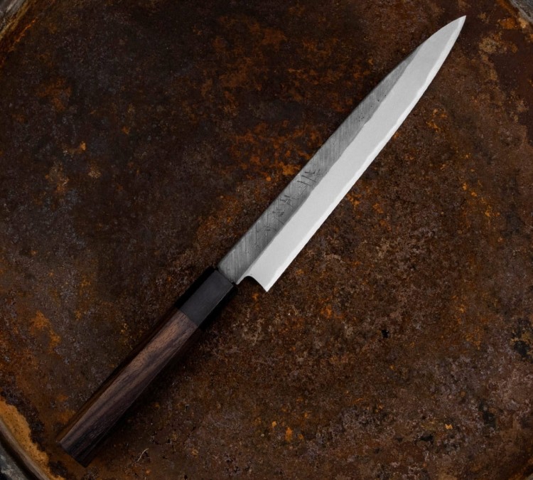 Hideo Kitaoka Shirogami Black Oktagon Japoński Nóż Yanagi Sashimi Do Sushi 21cm