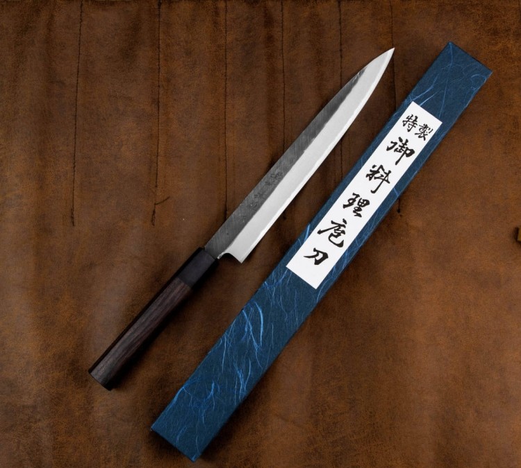 Hideo Kitaoka Shirogami Black Oktagon Japoński Nóż Yanagi Sashimi Do Sushi 24cm