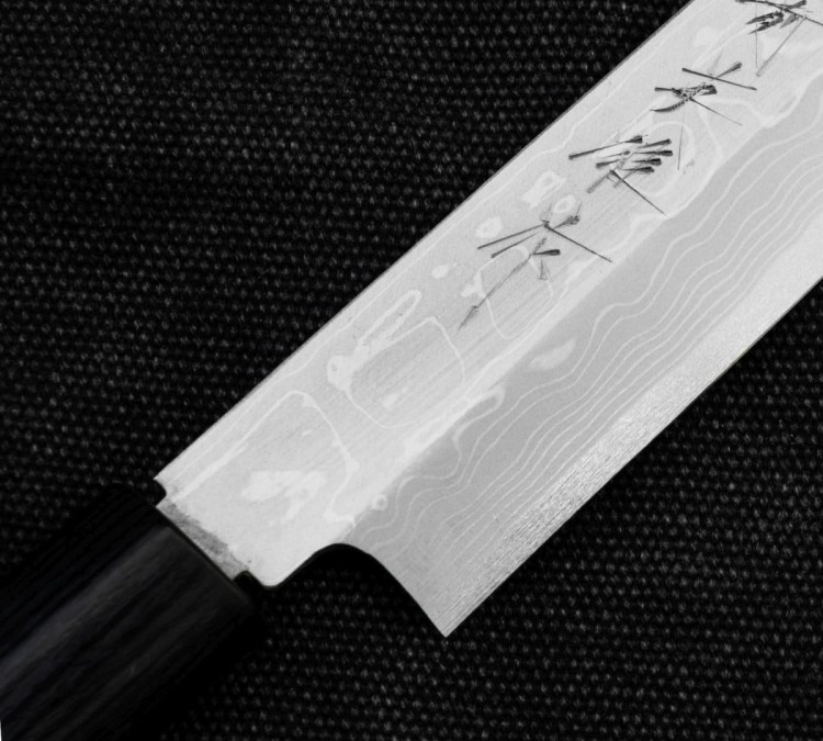 Hideo Kitaoka Shirogami Satin Damascus Japoński Nóż Yanagi Sashimi Do Sushi 21cm