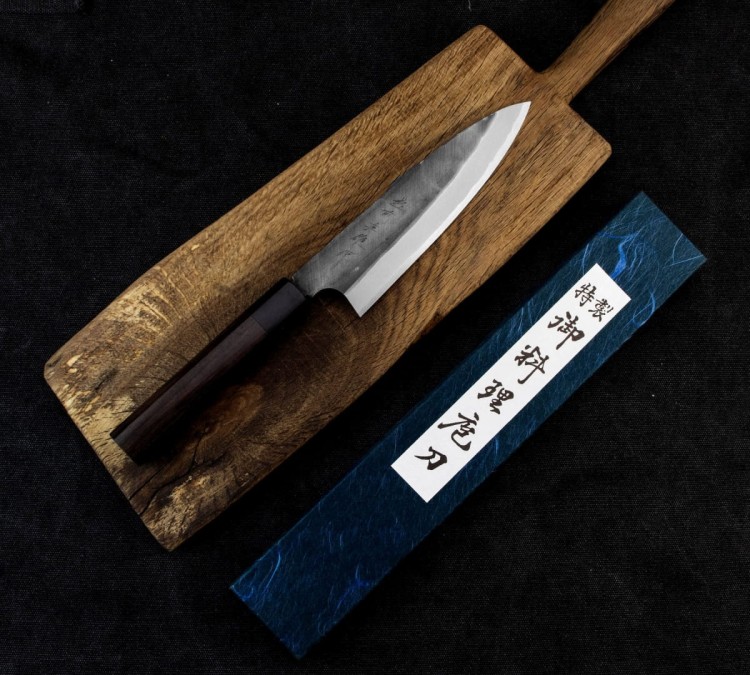 Hideo Kitaoka Shirogami Black Oktagon Nóż Funayuki 18cm