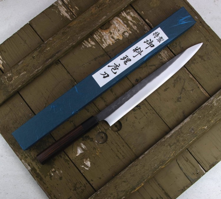 Hideo Kitaoka Shirogami Black Oktagon Japoński Nóż Yanagi Sashimi Do Sushi 27cm