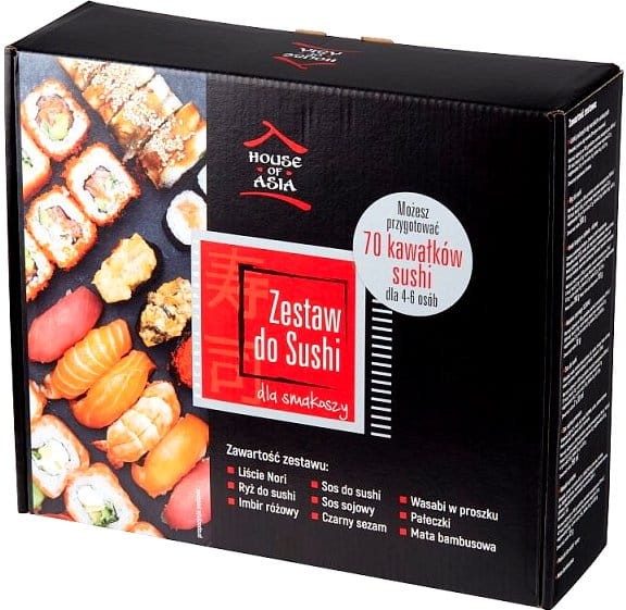 Zestaw Do Sushi Duży 60-70 Rolek Idealny Na Prezent w Pudełku HOUSE OF ASIA