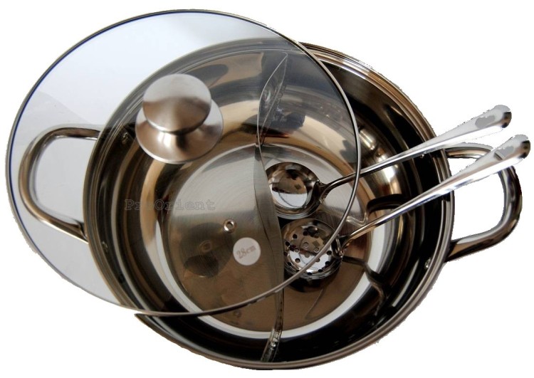 Chiński Garnek Fondue Dzielony Hot Pot Średnica 28cm Stal Nierdzewna GOLDEN TURTLE