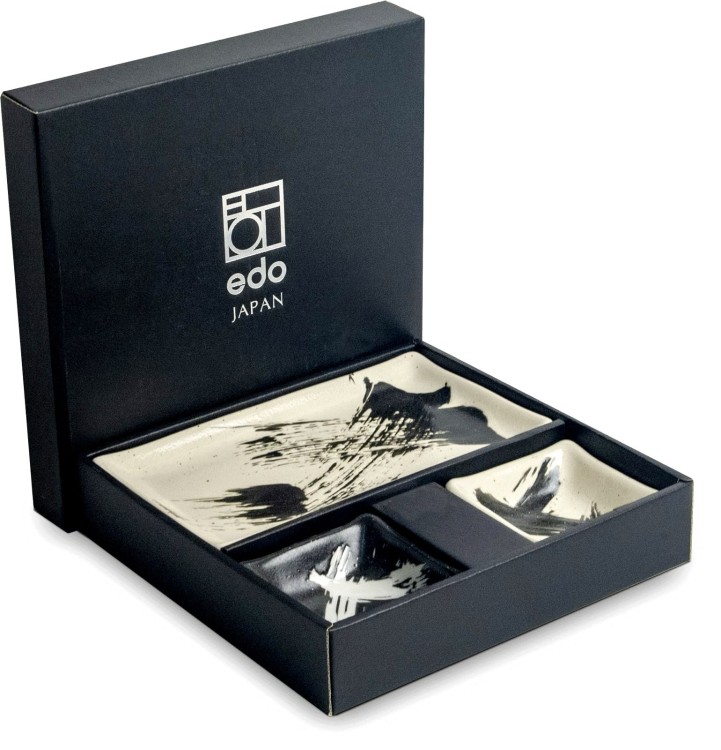 Zestaw Ceramiki Do Sushi Komplet Biało Czarny Ceramika Dla 2 Osób EDO JAPAN