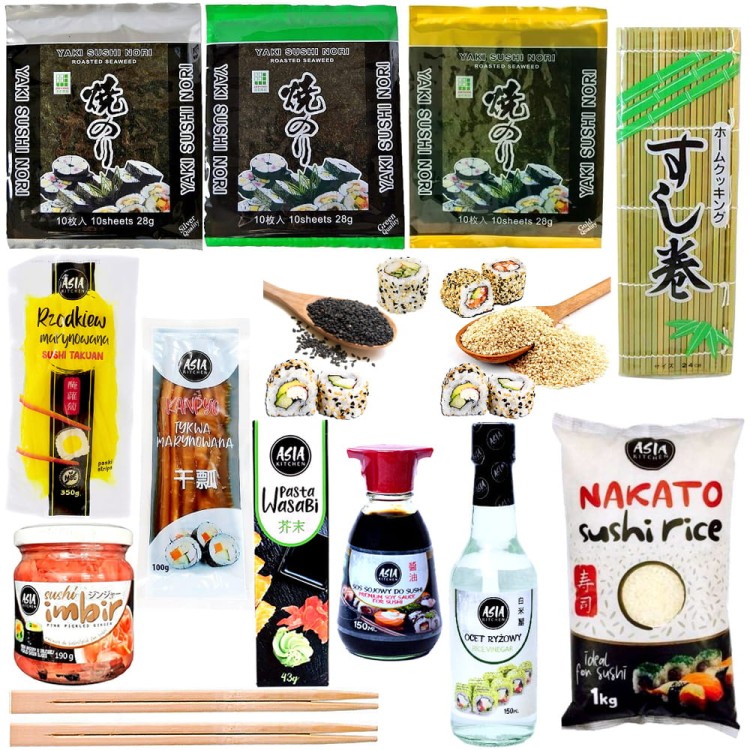 Zestaw Składników Do Przygotowania Sushi Dla Początkujących 15 Produktów - Rozmiar L