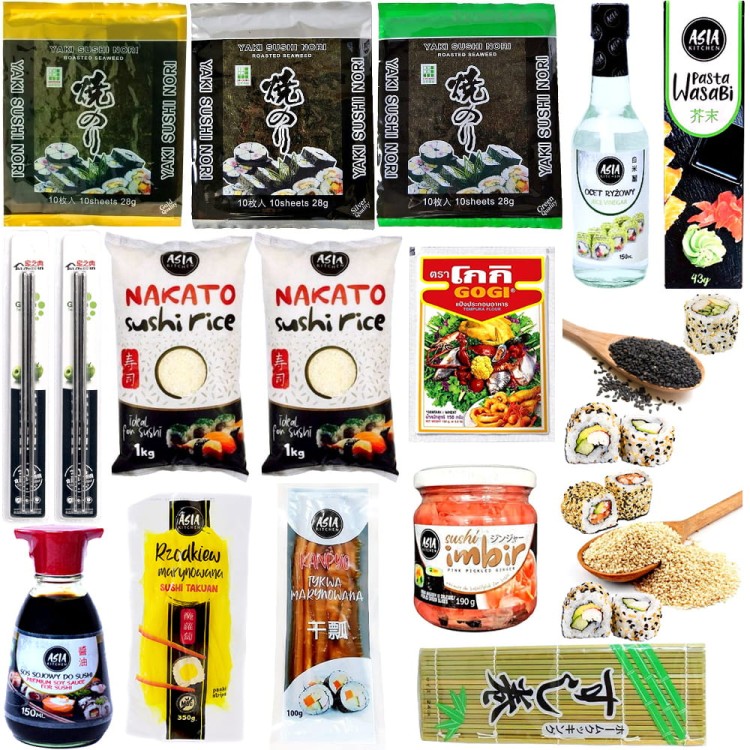 Zestaw Składników Do Przygotowania Sushi Dla Początkujących 17 Produktów - Rozmiar XL