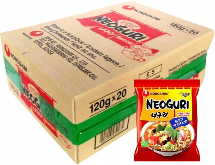 KARTON Koreańska Zupka Błyskawiczna Instant Neoguri Owoce Morza Ostra 20x120g NONGSHIM