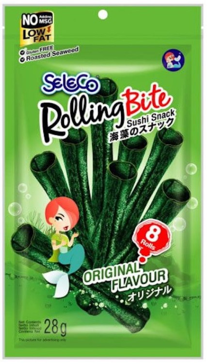 Tajskie Chrupiące Snacki z Glonów Wodorostów Nori Original Roll 28g SELECO