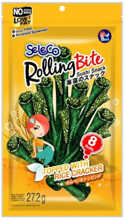 Tajskie Chrupiące Snacki z Glonów Wodorostów Nori z Ryżem Roll 27,2g SELECO