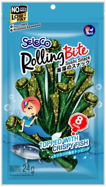 Tajskie Chrupiące Snacki z Glonów Wodorostów Nori Rybne Roll 28g SELECO