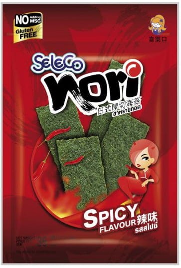 Tajskie Chrupiące Snacki z Glonów Wodorostów Nori Ostre 36g SELECO