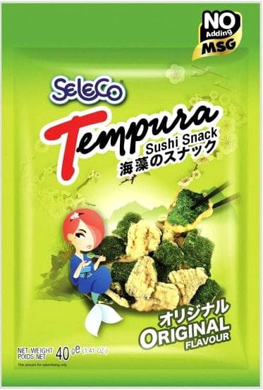 Tajskie Chrupiące Snacki z Glonów Wodorostów Nori w Tempurze Original 40g SELECO