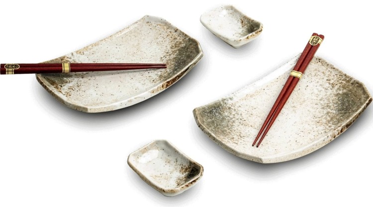 Zestaw Ceramiki Do Sushi Jasny Komplet HIKARI Ceramika Dla 2 Osób EDO JAPAN