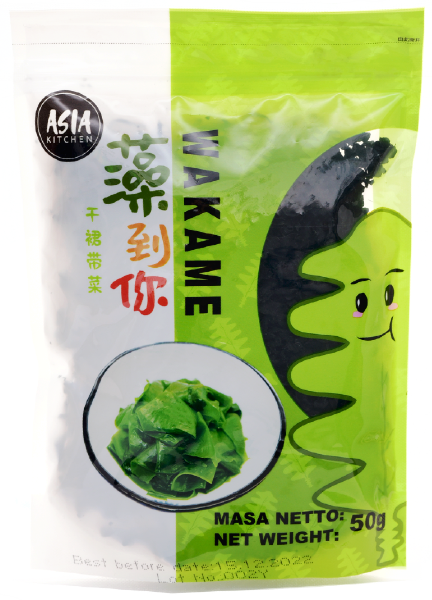 Suszone Wodorosty Glony Algi WAKAME Cięte Do Zupy MISO 50g ASIA KITCHEN