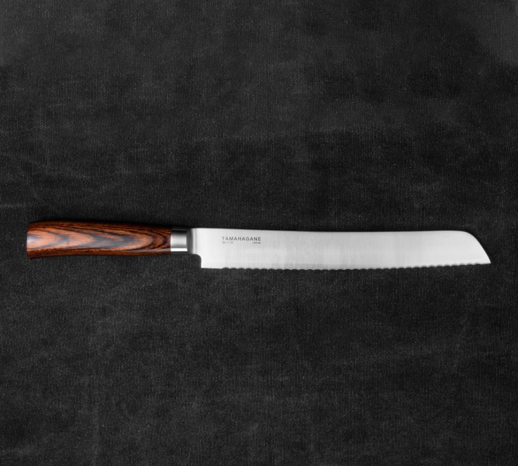 Tamahagane SAN Brown VG-5 Japoński Ostry Nóż Do Pieczywa Chleba Bułek 23cm