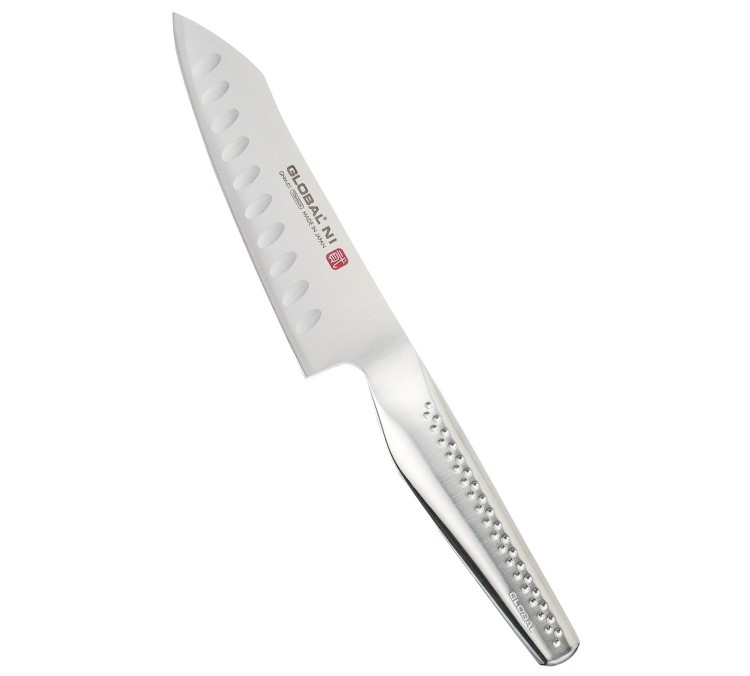 Global NI Japoński Ostry Nóż Kuchenny Do Warzyw Żłobiony 14cm 56 HRC GNM-01