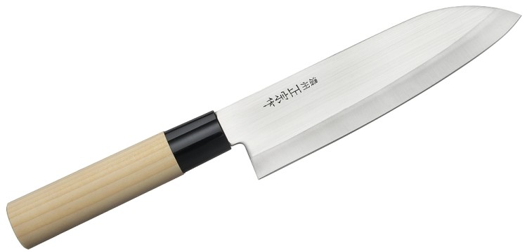 Satake Megumi 420J2 Japoński Zestaw 2 Noży Santoku 17cm i Nakiri 16cm w Drewnianym Etui