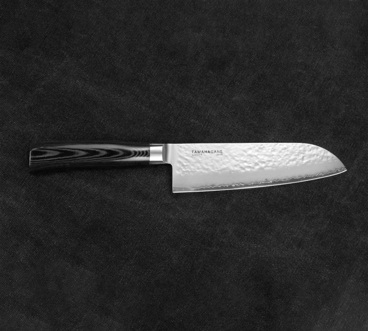 Tamahagane Tsubame Black VG-5 Japoński Nóż Kuchenny Santoku 61HRC 17,5cm