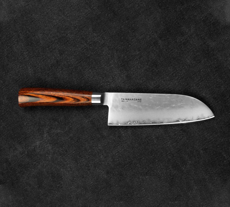 Tamahagane Tsubame Brown Nóż Santoku 12cm